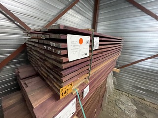 Ca. 87x Purple Heart planken geschaafd, 21x120mm, lengte 185cm